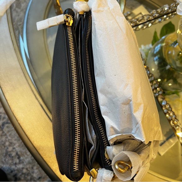 Coach Double Zip Shoulder Crossbody Bag Black - Picture 9 of 16